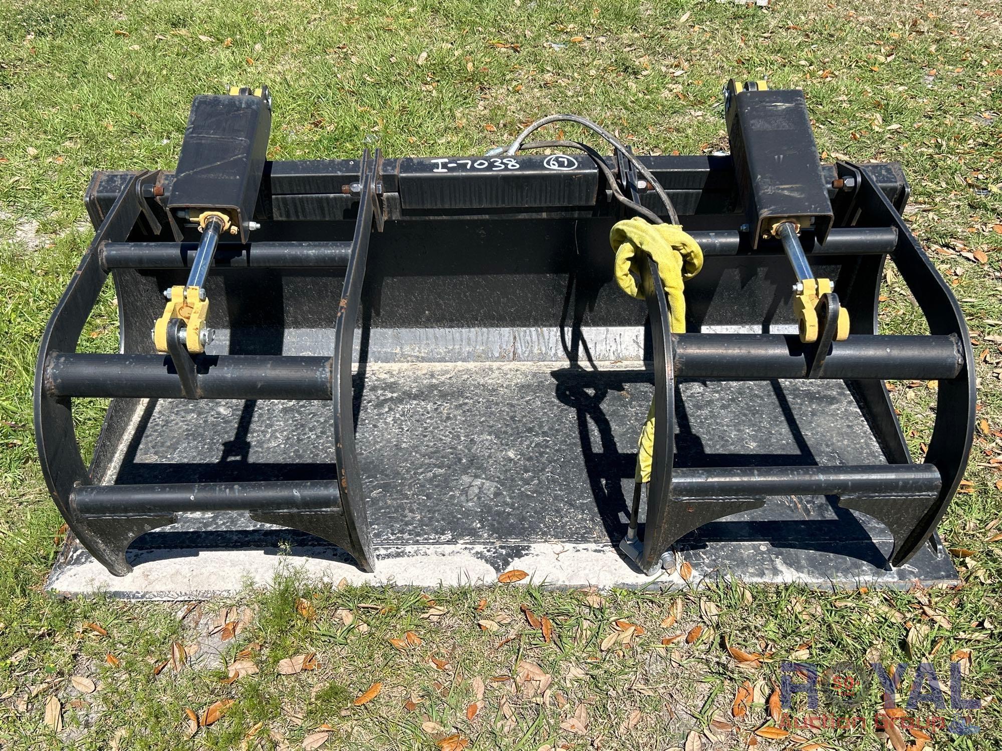 2025 68in Hydraulic Dual Cylinder Grapple Bucket Skid Steer Attachment