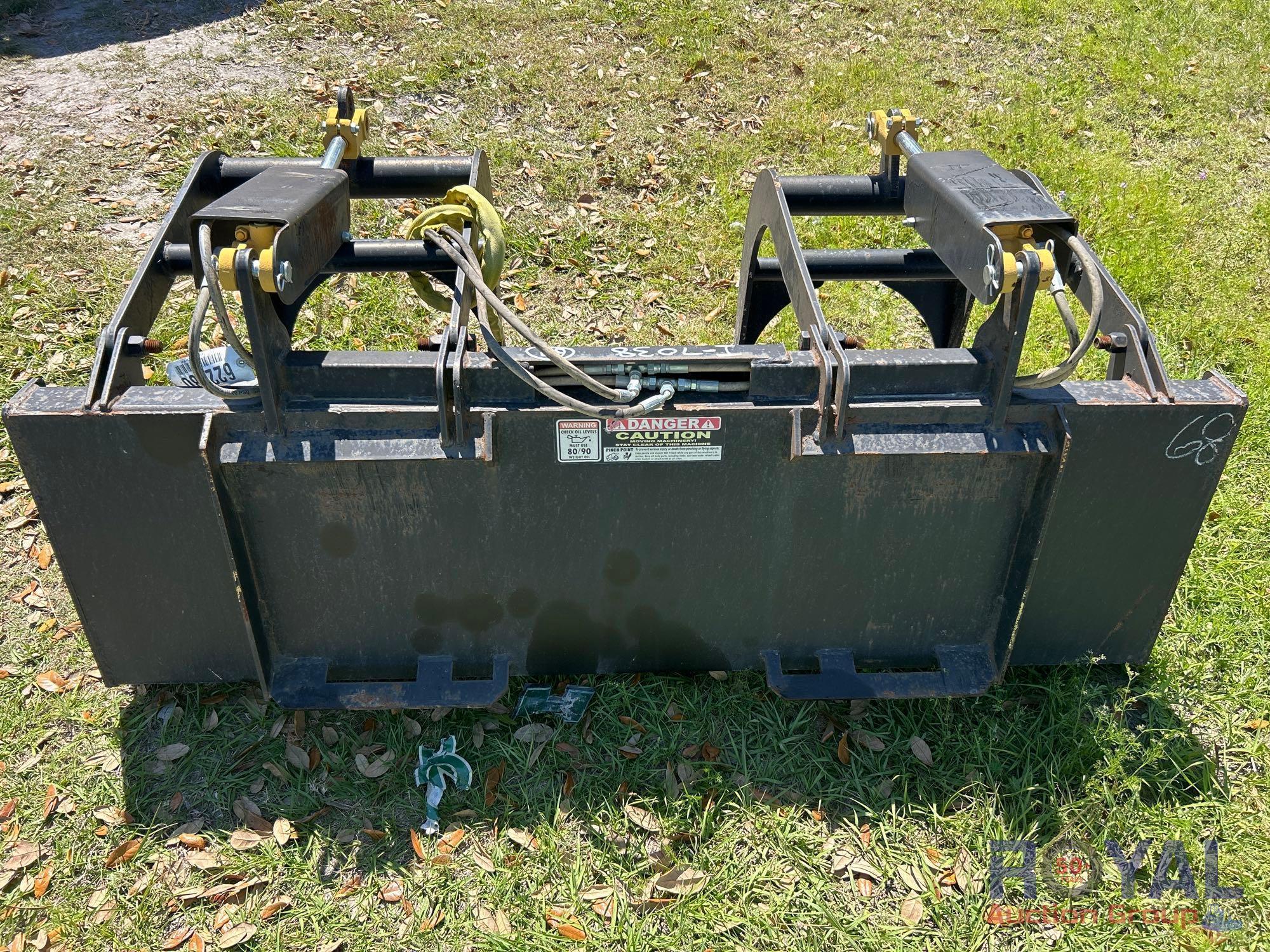 2025 68in Hydraulic Dual Cylinder Grapple Bucket Skid Steer Attachment