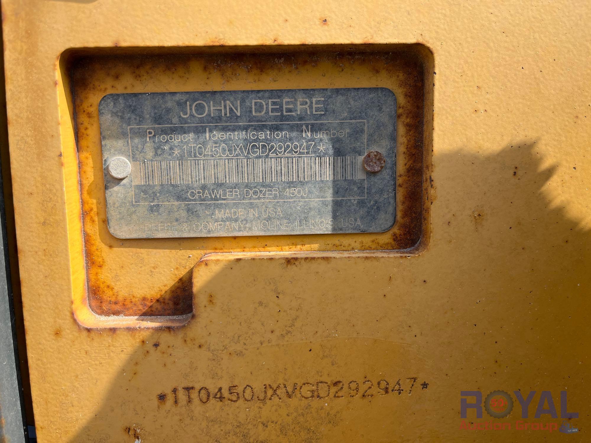 2016 John Deere 450J LGP Crawler Tractor Dozer