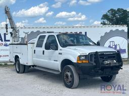 2001 Ford F-550 Crew Cab Auto Crane 4004EH 4,000LB Mechanics Crane Service Truck