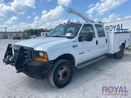 2001 Ford F-550 Crew Cab Auto Crane 4004EH 4,000LB Mechanics Crane Service Truck