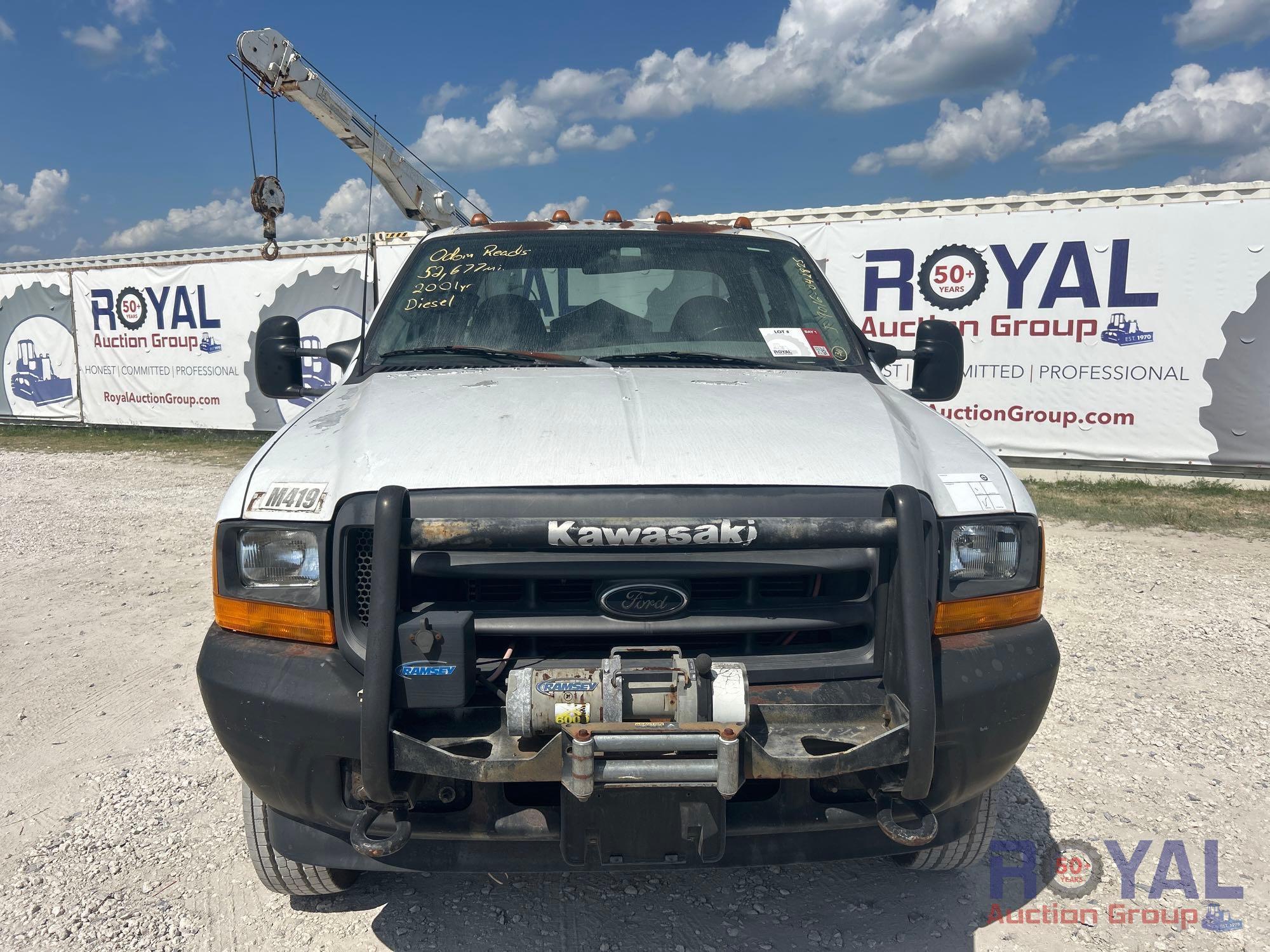 2001 Ford F-550 Crew Cab Auto Crane 4004EH 4,000LB Mechanics Crane Service Truck