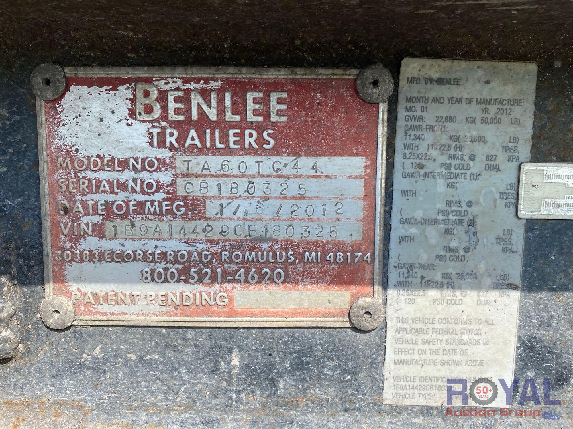 2012 Benlee TA60TC44 53ft 25 Ton T/A Rolloff Trailer
