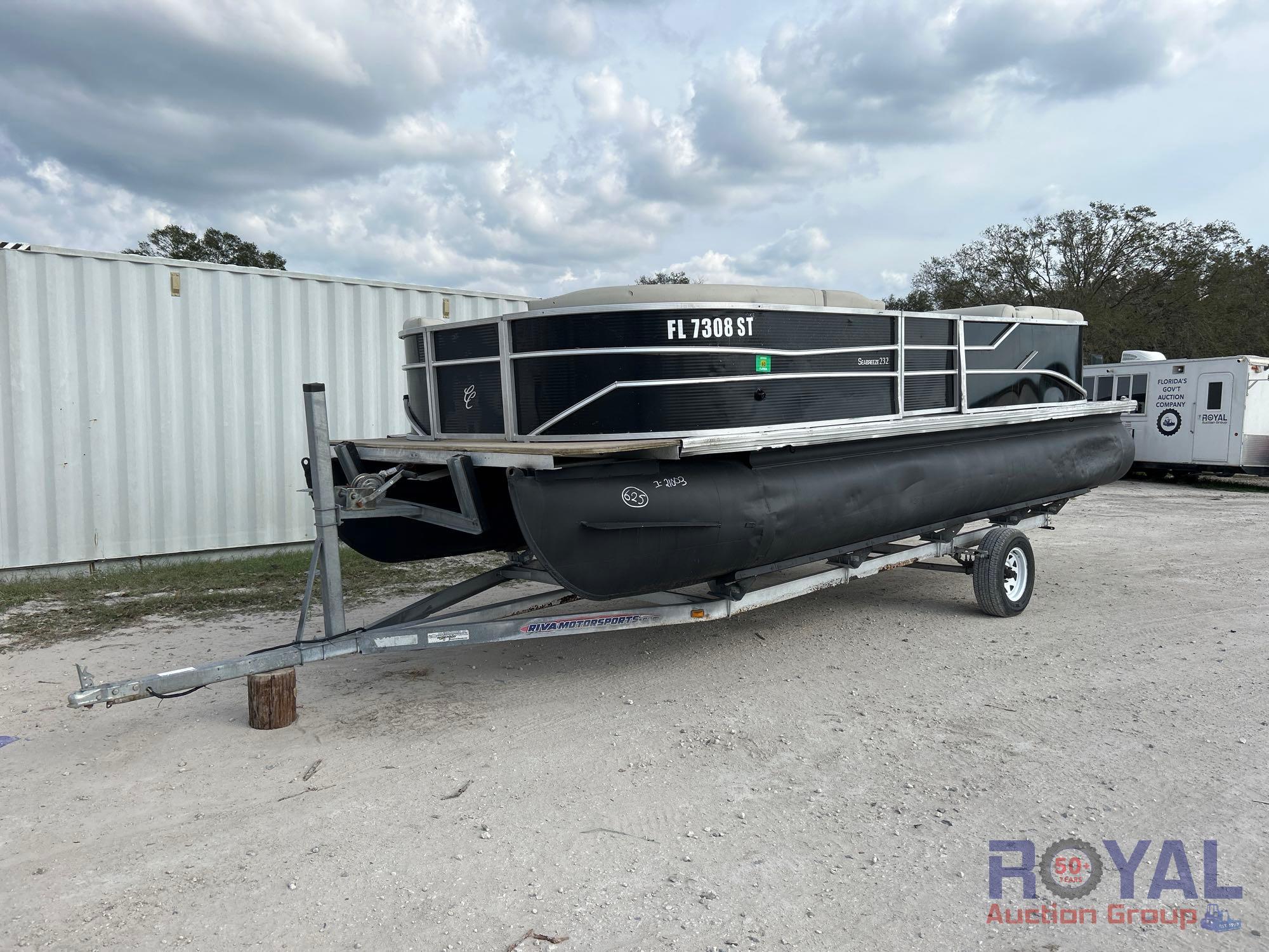 2021 23ft Cypress Cay Seabreeze 232 Pontoon Boat with 23ft Single Axle Trailer