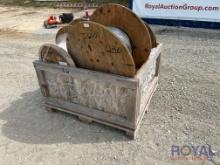 Crate of Unused Cable Wire On Spools