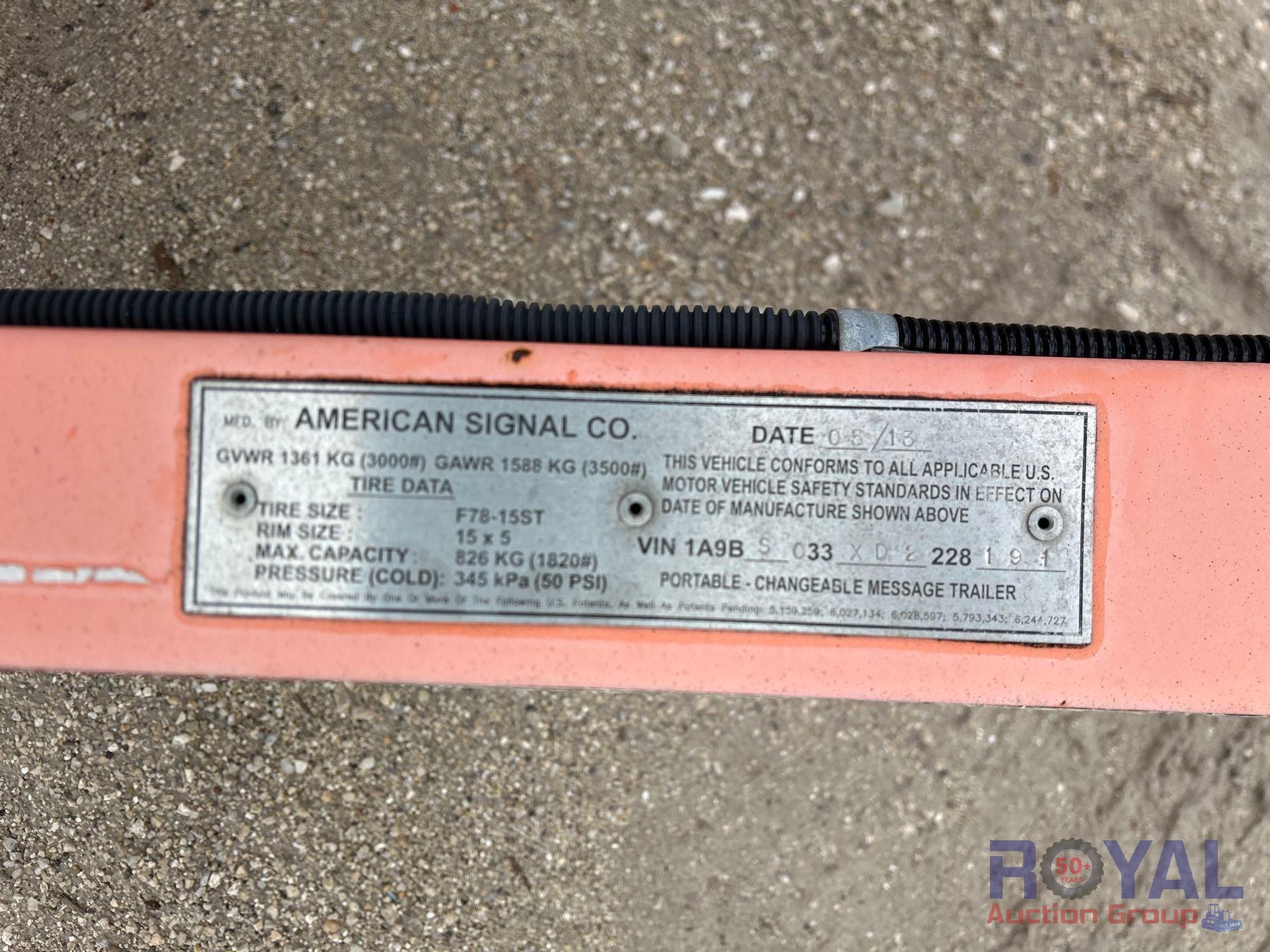 2013 AMSIG S/A Solar Towable Message Board