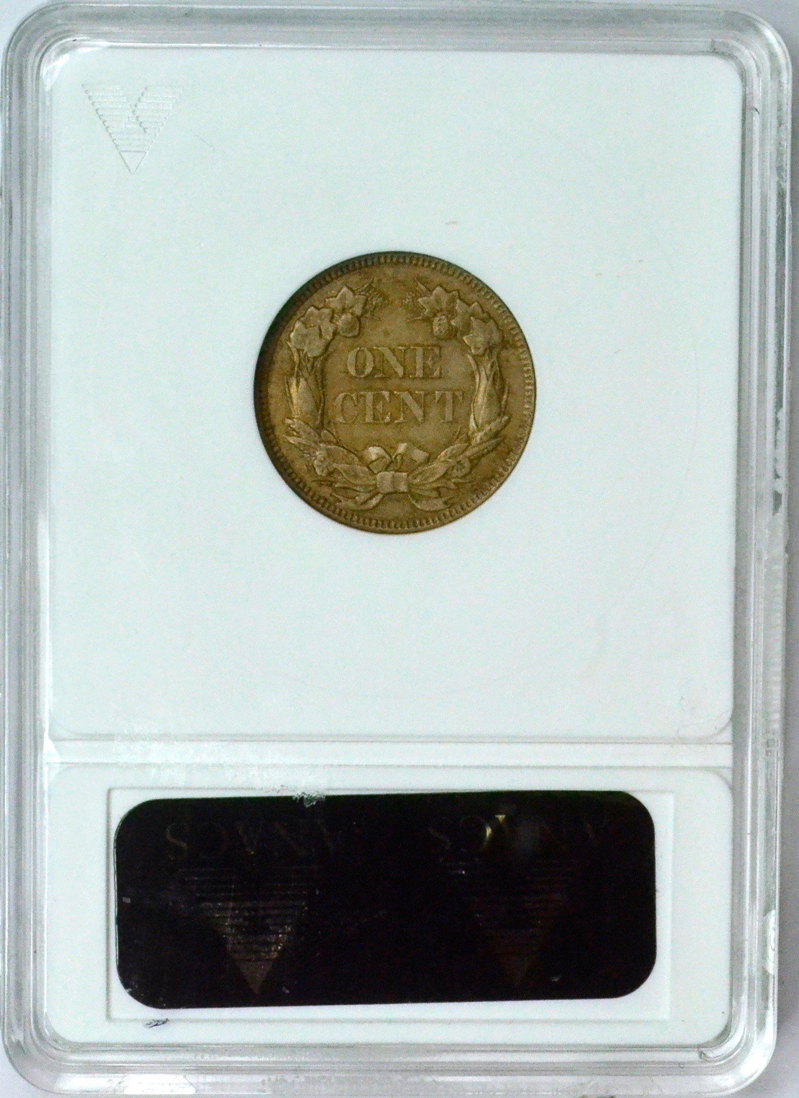 1857 FLYING EAGLE CENT - MPD & DIE BREAK - ANACS MS61