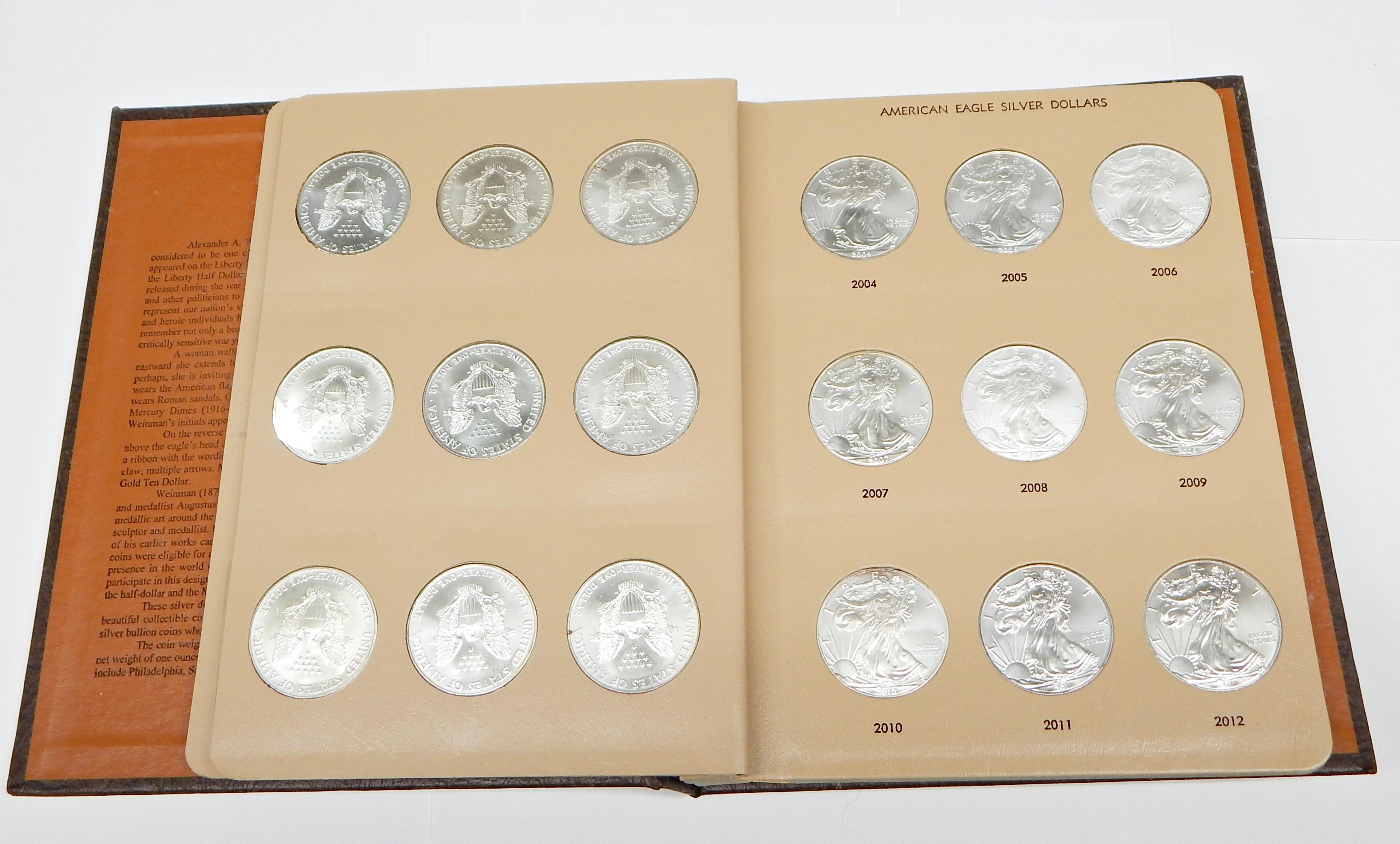 COMPLETE SET of UNCIRCULATED SILVER EAGLES - 1986 to 2012 - 27 COINS