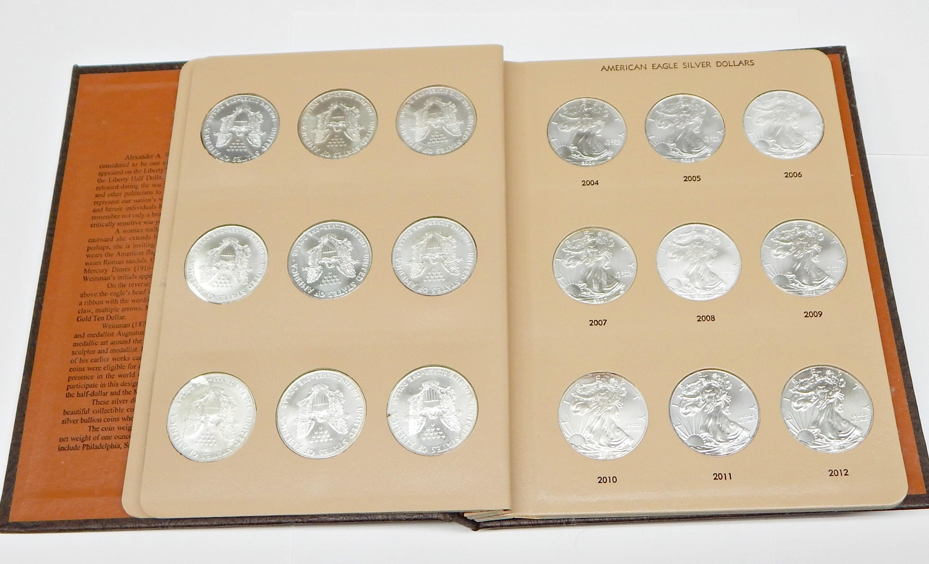 COMPLETE SET of UNCIRCULATED SILVER EAGLES - 1986 to 2012 - 27 COINS