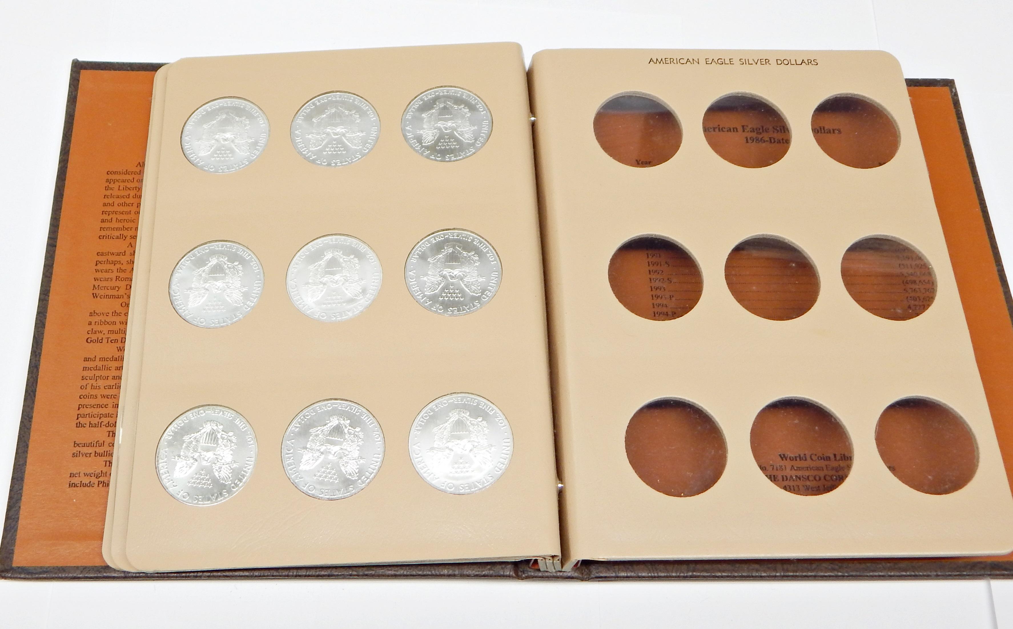 COMPLETE SET of UNCIRCULATED SILVER EAGLES - 1986 to 2012 - 27 COINS