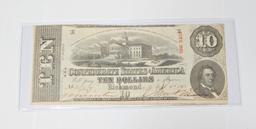 APRIL 6, 1863 CONFEDERATE $10 NOTE - CUT CANCELLED