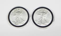 TWO (2) 2021 TYPE 2 (NEW REVERSE) SILVER EAGLES in AIRTITES