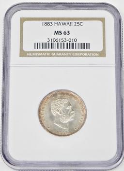 1883 HAWAII QUARTER - NGC MS63