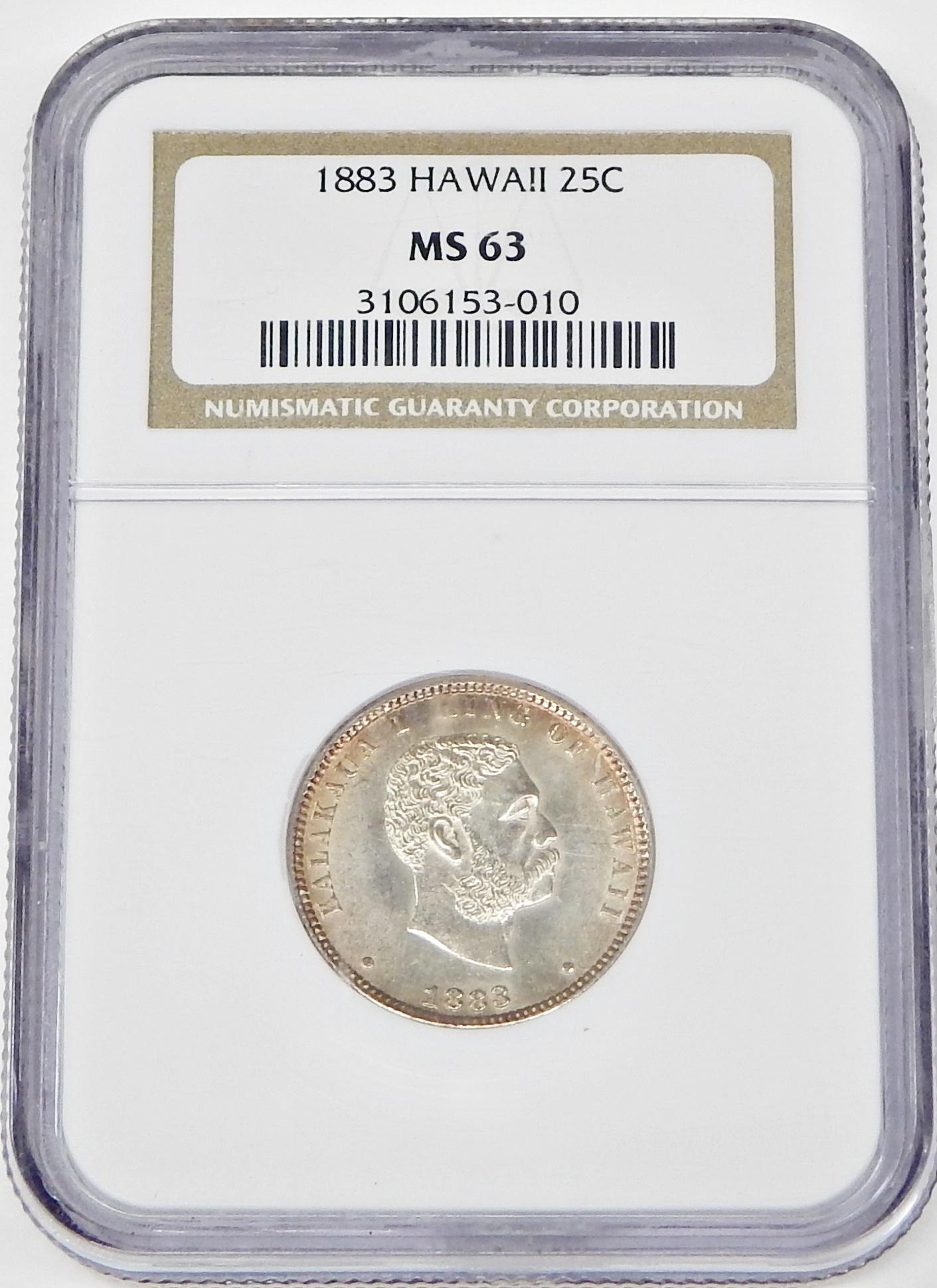 1883 HAWAII QUARTER - NGC MS63