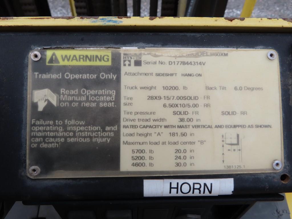 Hyster H60XM Forklift 6,000lb