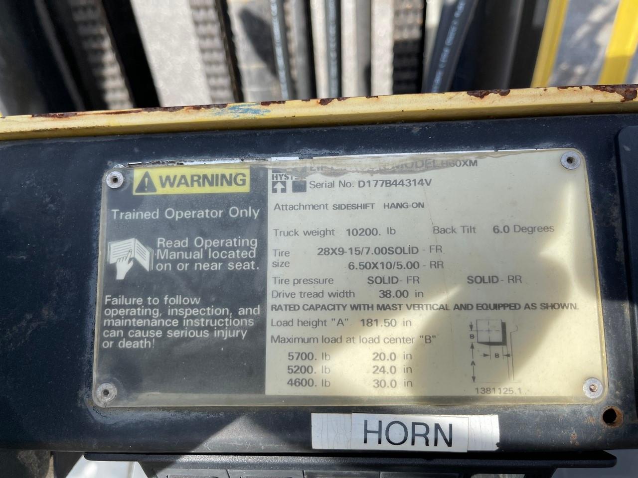 Hyster H60XM 6000lb Forklife Triple Mast