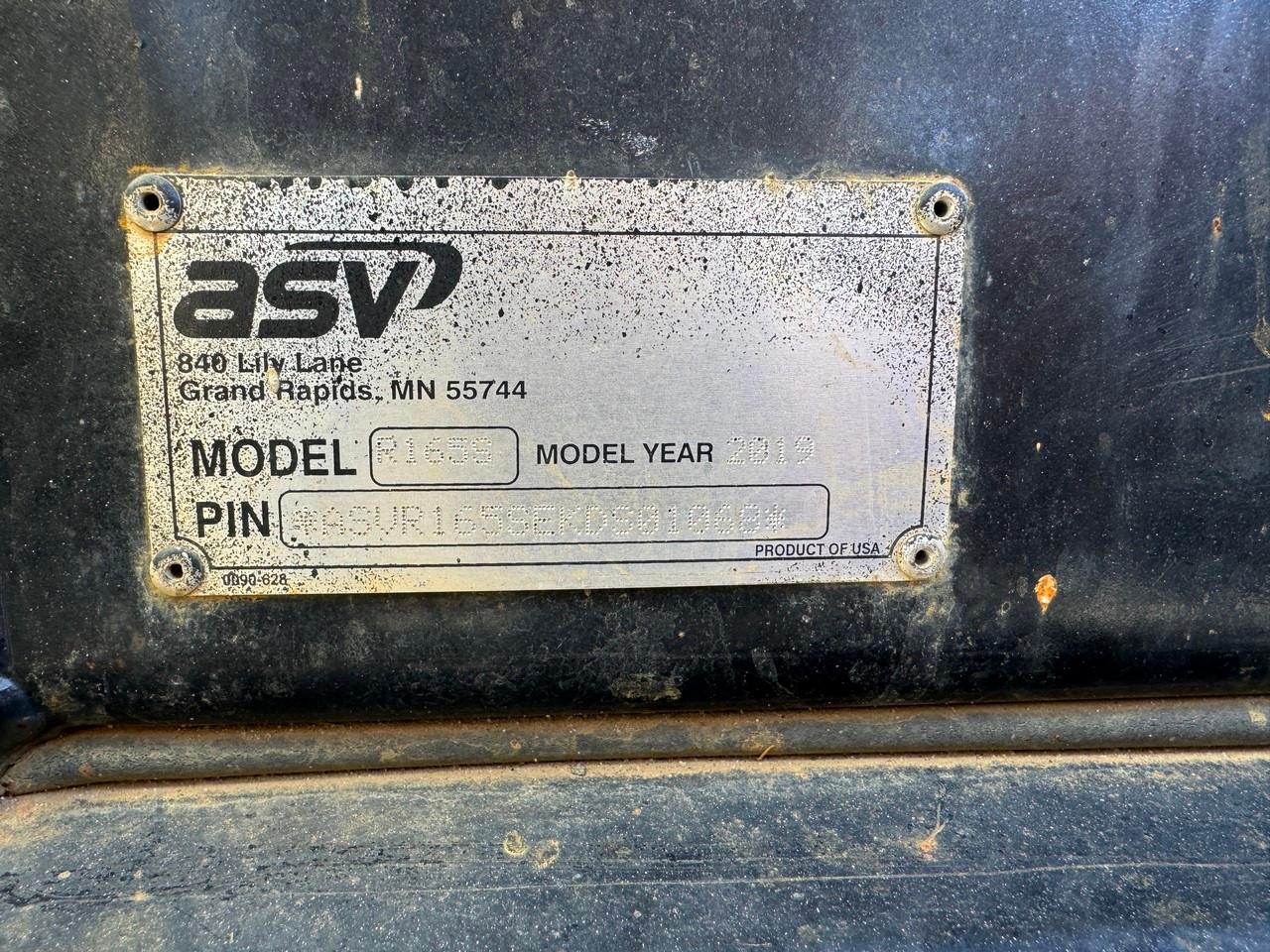 2019 ASV R165S Skid Steer OROPS