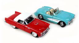 Toy Scale Models (2), Bburago 1957 Chevy Corvette, Road Tough & 1955 Ford T