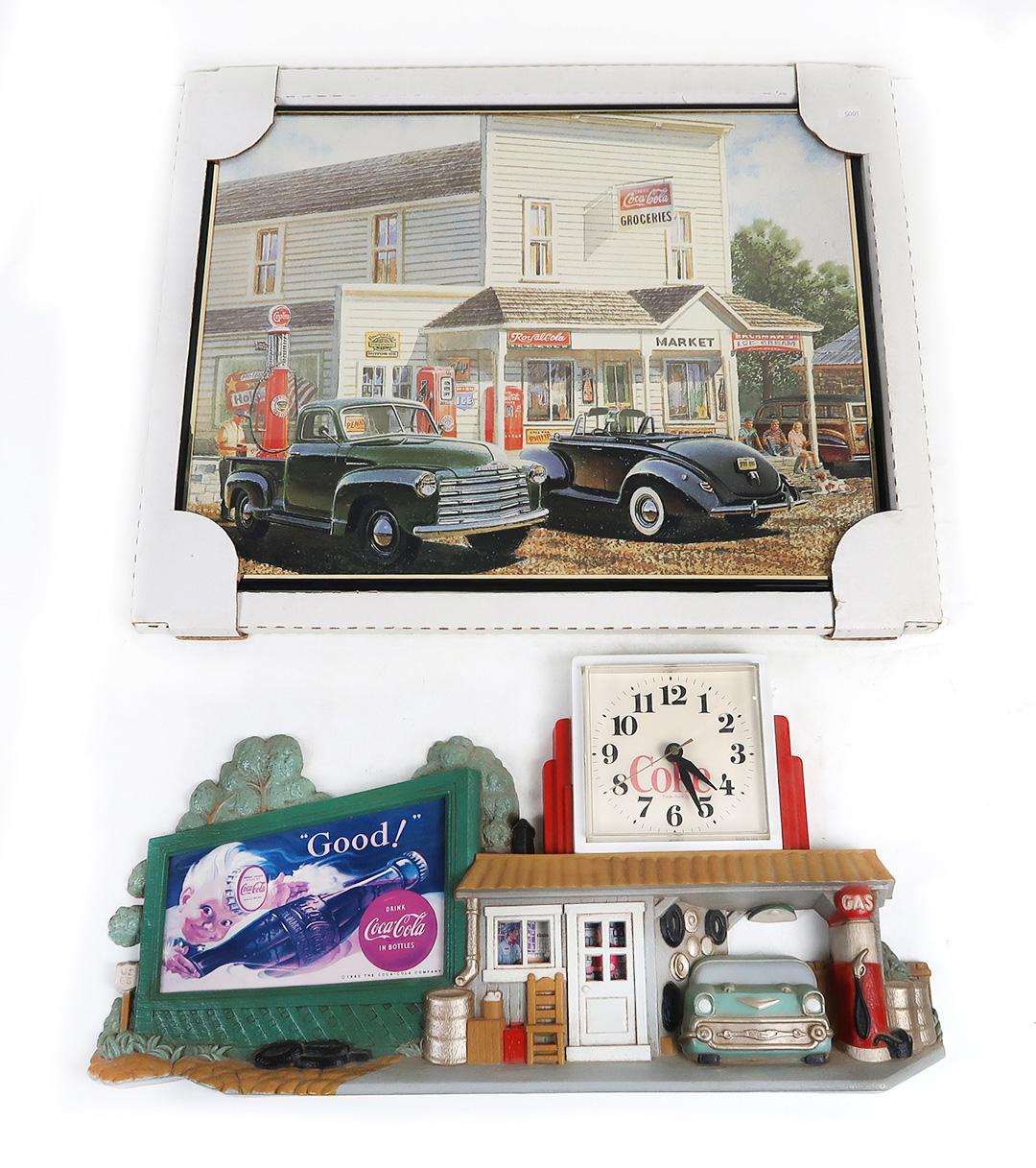 Collectibles (2), Coca-Cola Gas Station & Billboard Route 66 Clock 1990 (No