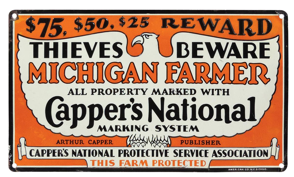 Farming Warning Sign, Capper's National Marking System by Amer. Can Co., em
