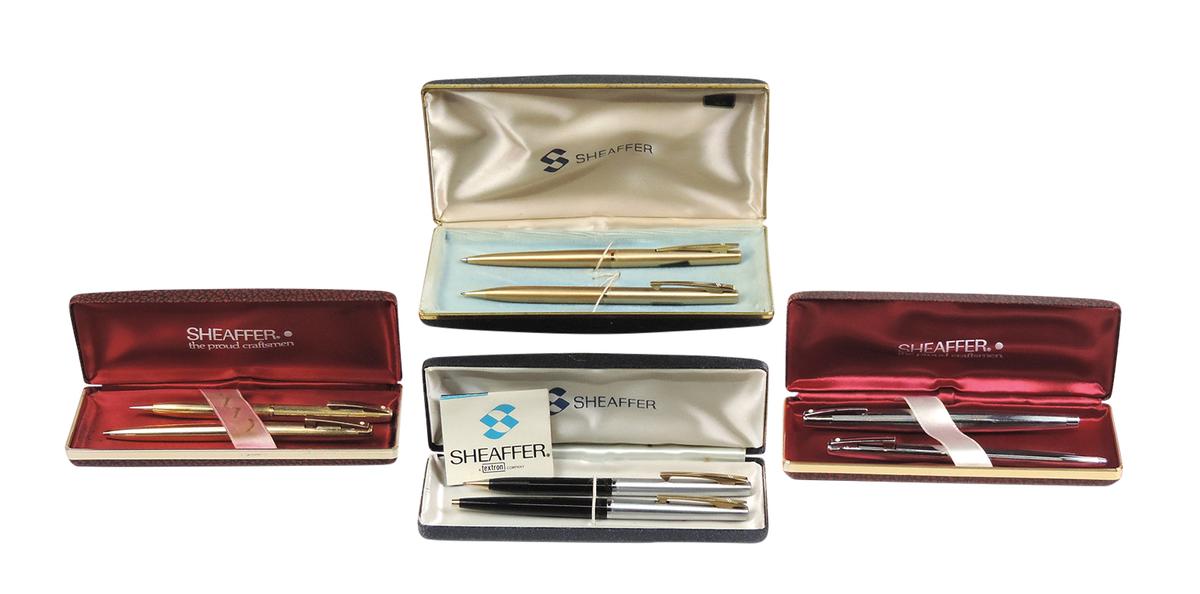 Pen Sets (4), all Sheaffer White Dot, 14k chrome stylist fountain pen w/mat