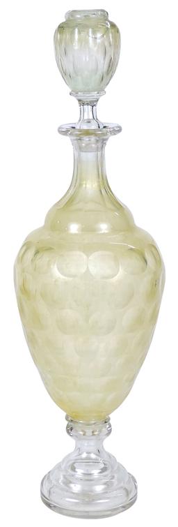 Apothecary Show Globe, blown cut glass w/allover thumbprint pattern, matchi