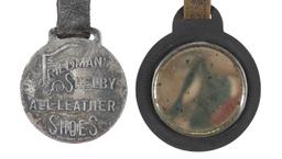 Shoe Store Watch Fobs (2), The Wizard Shoe, R.P. Smith & Sons Makers-Chicag