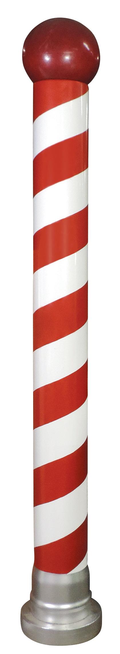 Barber Shop Decorative Pole, painted 8"Dia tube w/plastic globe, contempora