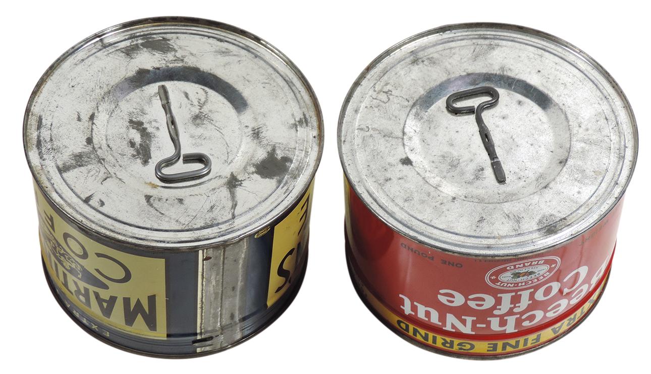 Coffee Tins (2), Martinson's & Beech-Nut Coffee 1# unopened cans full of or