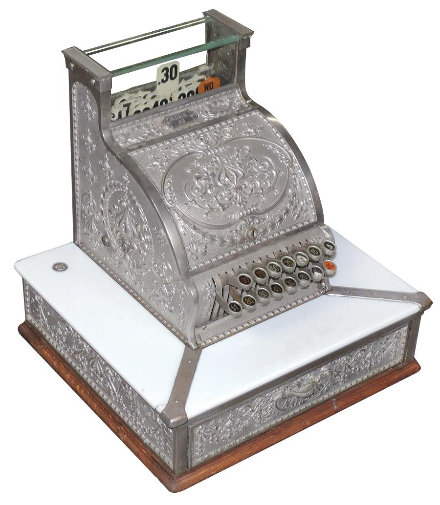 National Cash Register, Model 323 ornate cast nickel-plated brass in the Do