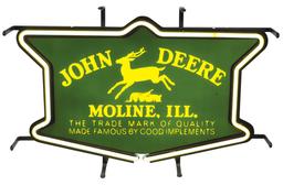 John Deere Neon Sign, translucent panel back lit w/white in a conforming ye