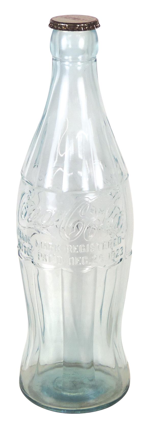 Coca-Cola Christmas Display Bottle, embossed glass w/orig cap, bottle embos