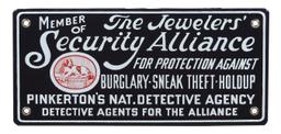 Pinkerton's National Detective Agency Door Plate, Member of The Jewelers' S