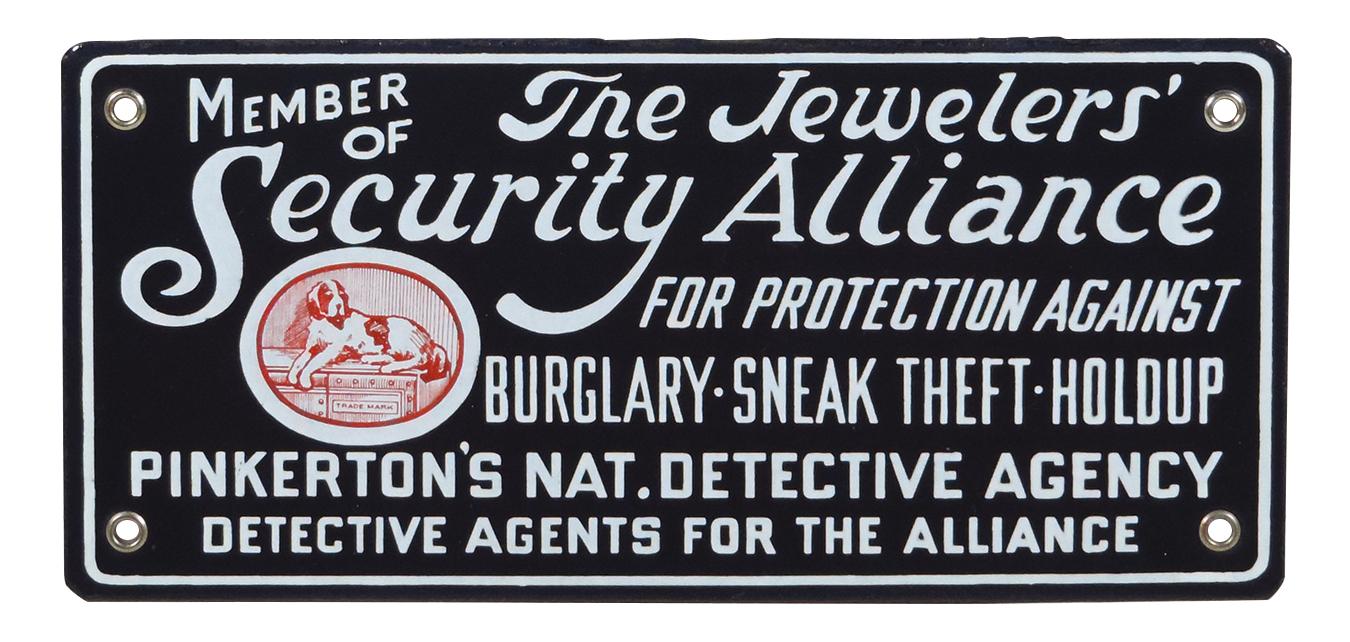 Pinkerton's National Detective Agency Door Plate, Member of The Jewelers' S