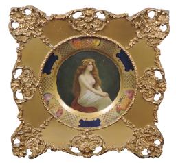 Decorative Art, Nude Vienna Art Plate, litho on tin of young female, in the