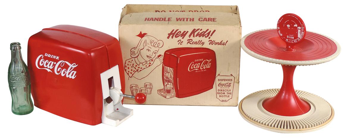 Coca-Cola Toys (2), Coke Dispenser in orig box (no glasses) & Scarce Hi-Ti