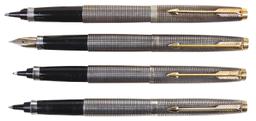 Fountain Pens (4), all Parker, stainless steel 75, fountain, 2 ballpoint &