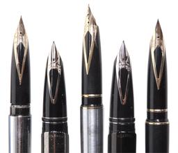 Fountain Pens & Ballpoints (6), all Sheaffer White Dot, 3 Targa w/14k nibs,