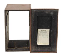 Photography (4), all wood, Kodak film tank & glass plate loader, postcard p