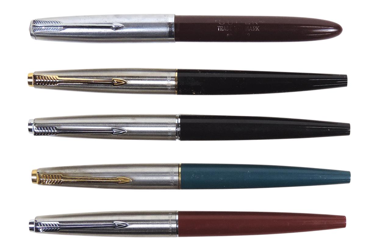 Fountain Pens (5), all Parker, 4 #45's & #51, VG or better untested cond, 5