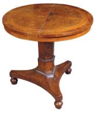 Furniture, Empire Period mahogany parlor table, 3-footed pedestal, c.1830s