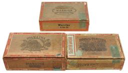 Cigar Boxes (3), all w/Indians, Warrior, Hiawatha & Brown Beauties, early 1