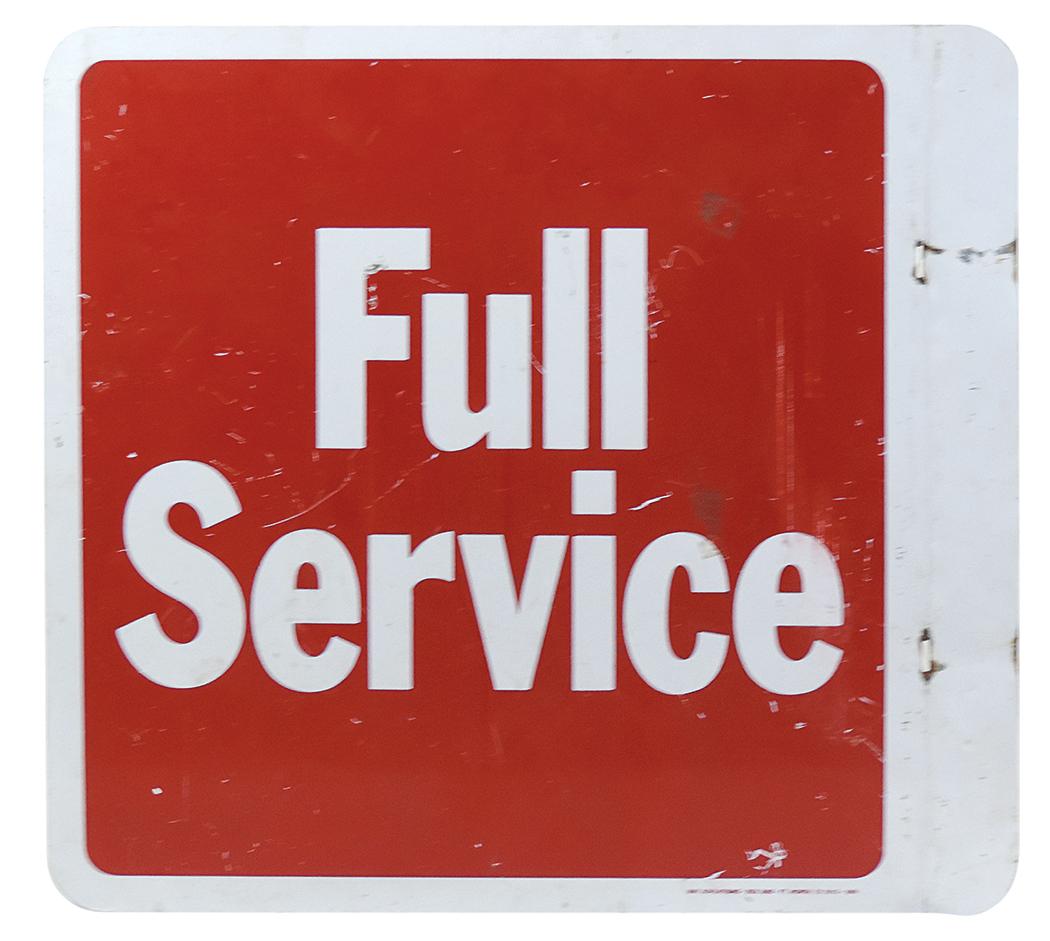 Petroliana Sign, "Full Service" double-sided aluminum flange, mfgd by May A