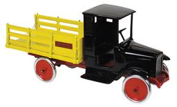 Toy Buddy L Baggage Line Truck, enclosed cab w/stake box, pressed steel, c.