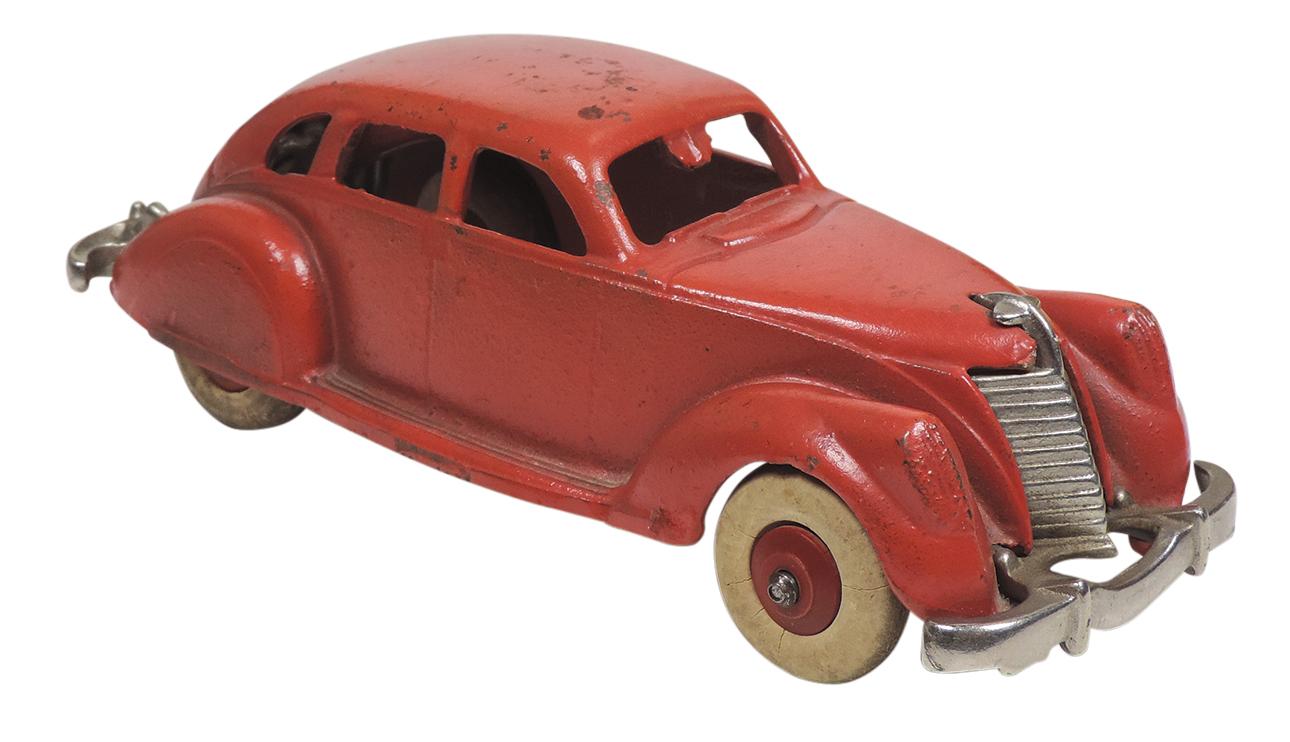 Toy Car, Hubley Lincoln Zephyr Sedan w/nickel grill, c.1940, cast iron w/or