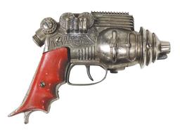 Toy Cap Pistol, Atomic Disintegrator, mfgd by Hubley, diecast nickel-plated
