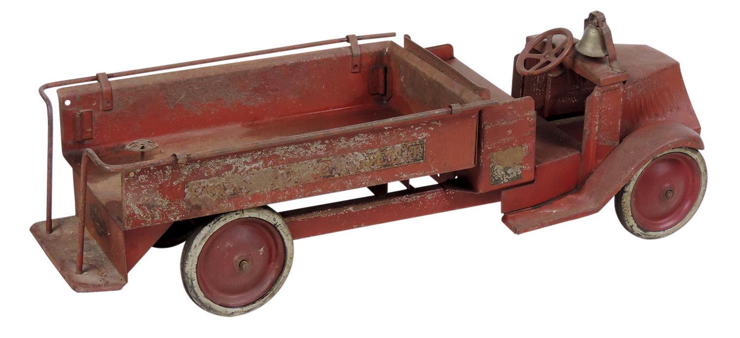 Toy Mack City Fire Truck, mfgd by Steelcraft, pressed steel, c.1925, Good+