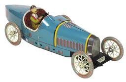 Toy Race Car, Bugatti Open Wheel Racer, mfgd by Paya Spain, litho on tin wi