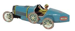 Toy Race Car, Bugatti Open Wheel Racer, mfgd by Paya Spain, litho on tin wi