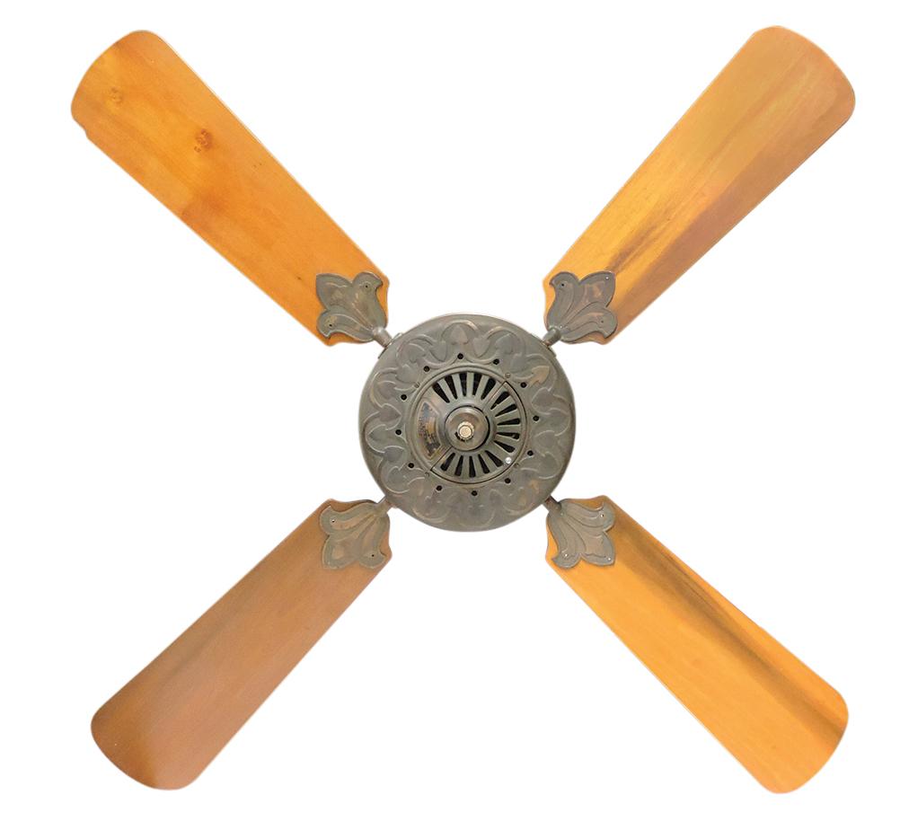 Architectural Ceiling Fan, Westinghouse Model 11, ornate bronze washed fini